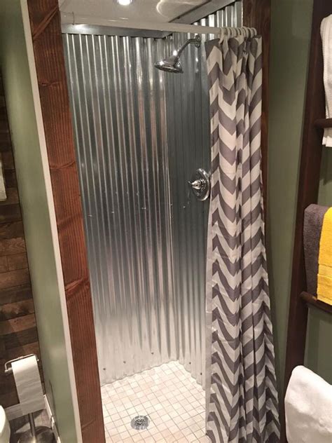 galvanized sheet metal shower|diy corrugated metal shower surround.